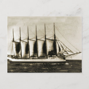 Sechs Schiff aus gemachtetem Holz Postkarte