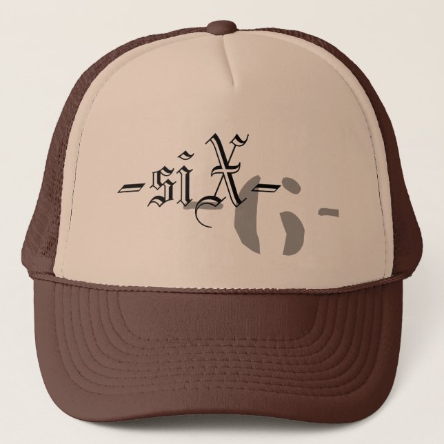 Sechs schmutziger Bastardhut Truckerkappe (Vorderseite)