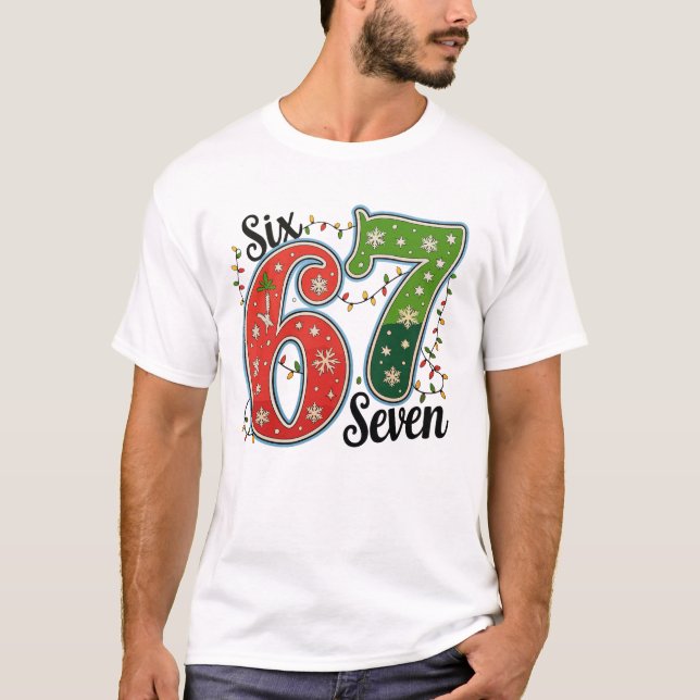 Sechs Sieben 67 6 7 Weihnachts Meme Lustige Xmas L T-Shirt (Vorderseite)