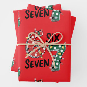 Sechs Sieben 67 6 7 Weihnachts Meme Lustiges Xmas Geschenkpapier Set