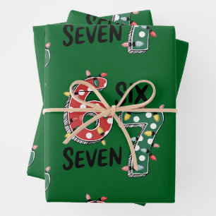 Sechs Sieben 67 6 7 Weihnachts Meme Lustiges Xmas Geschenkpapier Set