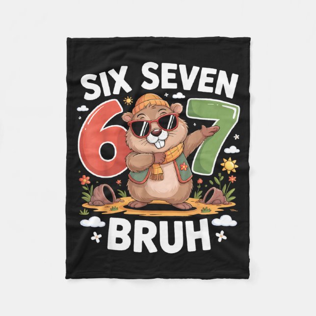 Sechs Sieben 67 Bruh Groundhog Dabbing Lustig 6 7  Fleecedecke (Vorderseite)