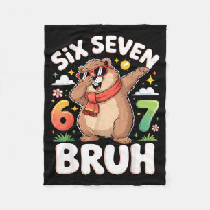 Sechs Sieben 67 Bruh Murmeltier Dabbing Lustig 6 7 Fleecedecke