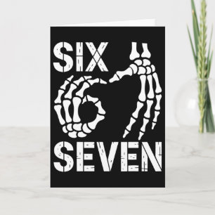 Sechs Sieben 67 Halloween Skelett Hände Schild 6 7 Karte
