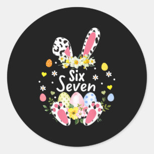Sechs Sieben 67 Meme 6 7 Bunny Leopard Kinder Lust Runder Aufkleber