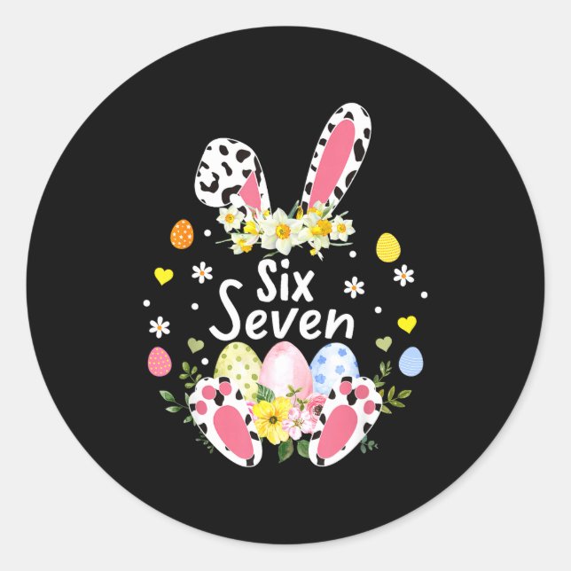 Sechs Sieben 67 Meme 6 7 Bunny Leopard Kinder Lust Runder Aufkleber (Vorderseite)