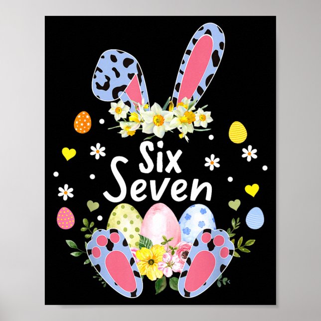 Sechs sieben 67 Meme 6 7 Hase Leopard Kinder lusti Poster (Vorne)