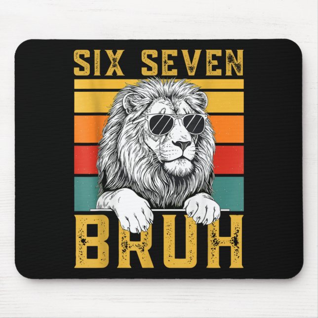 Sechs Sieben 6 7 67 Meme Lustiger Löwe Retro Vinta Mousepad (Vorne)