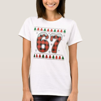 Sechs Sieben 6 7 Buffalo Karo hässlicher Weihnacht T-Shirt