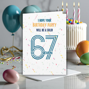 Sechs Sieben 6 7 Bunter Konfetti-Jungen-Geburtstag Karte