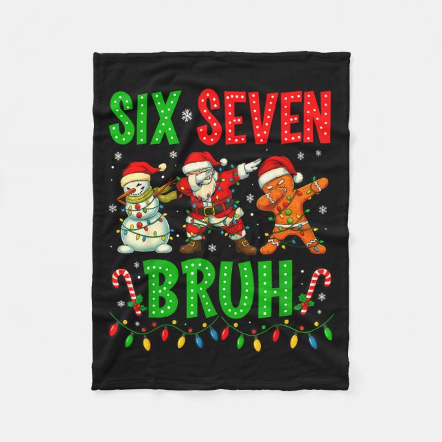 Sechs Sieben 6 7 Meme Dabbing Weihnachtsmann Lebku Fleecedecke (Vorderseite)