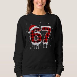 Sechs Sieben 6 7 Meme Karomuster mit Santa Hut Sweatshirt