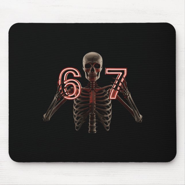 Sechs Sieben 6 7 Meme Lustiges Skelett Hände Zeich Mousepad (Vorne)