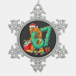 Sechs Sieben Bigfoot 67 Sasquatch Meme Weihnachten Schneeflocken Zinn-Ornament
