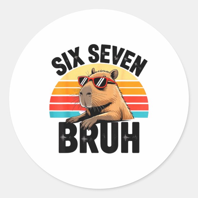 Sechs Sieben Bruh 67 Meme Capybara  Runder Aufkleber (Vorderseite)