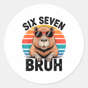 Sechs Sieben Bruh 6 7 Meme Lustiges Capybara 6 7 Runder Aufkleber