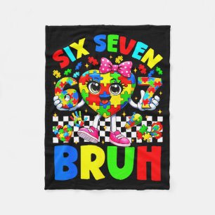 Sechs sieben bruh 6 7 Puzzle Herz 67 Autismusbewus Fleecedecke