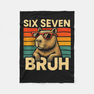 Sechs Sieben Bruh Capybara Retro Vintage Lustig 67 Fleecedecke