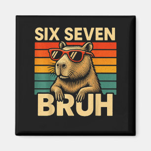 Sechs Sieben Bruh Capybara Retro Vintage Lustig 67 Magnet
