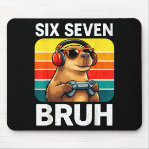Sechs Sieben Bruh Capybara Retro Vintage Lustig 67 Mousepad