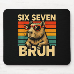 Sechs Sieben Bruh Capybara Retro Vintage Lustig 67 Mousepad