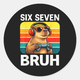 Sechs Sieben Bruh Capybara Retro Vintage Lustig 67 Runder Aufkleber