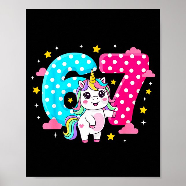 Sechs Sieben Bruh Dabbing Einhorn 6 7 Meme 7. Gebu Poster (Vorne)
