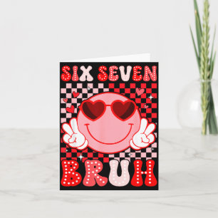 Sechs Sieben Bruh Groovy Lächeln Gesicht Sungles V Karte