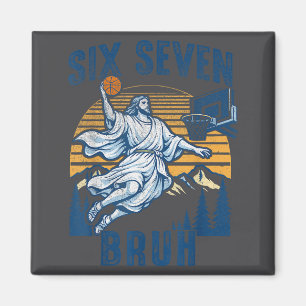 Sechs Sieben Bruh Jesus Basketball Für Jungen Kind Magnet