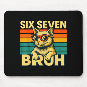 Sechs Sieben Bruh Katze Retro Vintage Lustig 67 Me Mousepad