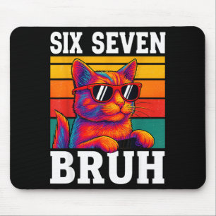 Sechs Sieben Bruh Katze Retro Vintage Lustig 67 Me Mousepad