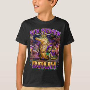 Sechs sieben bruh Mardi Gras Alligator König New O T-Shirt