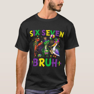Sechs Sieben Bruh Meme Alligator Crawfish Pelikan T-Shirt