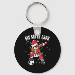Sechs Sieben Bruh Weihnachten Fußball Santa Dabbin Schlüsselanhänger