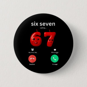 Sechs Sieben Calling Meme Minimalistischer Trend T Button