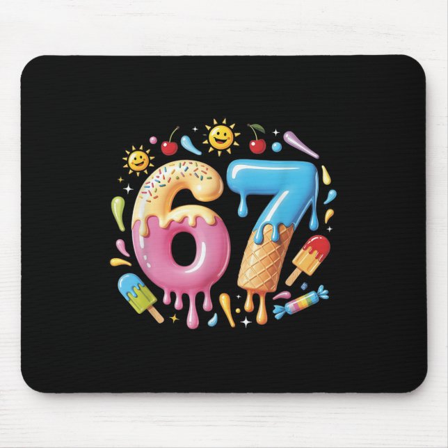 Sechs Sieben Eis Drip Cool Meme 67 Lustige Zahl Mousepad (Vorne)