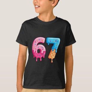 Sechs Sieben Eis Drip Cool Meme 67 Lustige Zahl T-Shirt