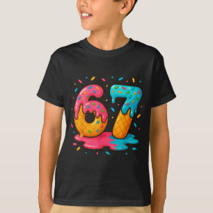 Sechs Sieben Eis Drip Cool Meme 67 Lustige Zahl T-Shirt