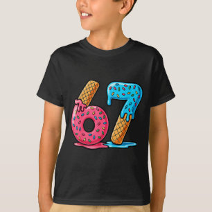 Sechs Sieben Eis Drip Cool Meme 67 Lustige Zahl T-Shirt