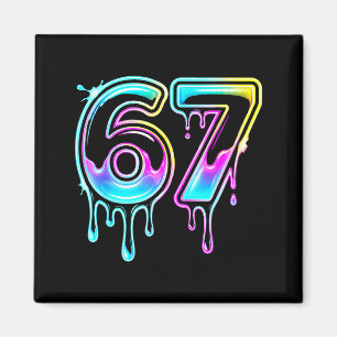 Sechs Sieben Eiscreme-Tropfen Cool Meme 67 Lustig Magnet