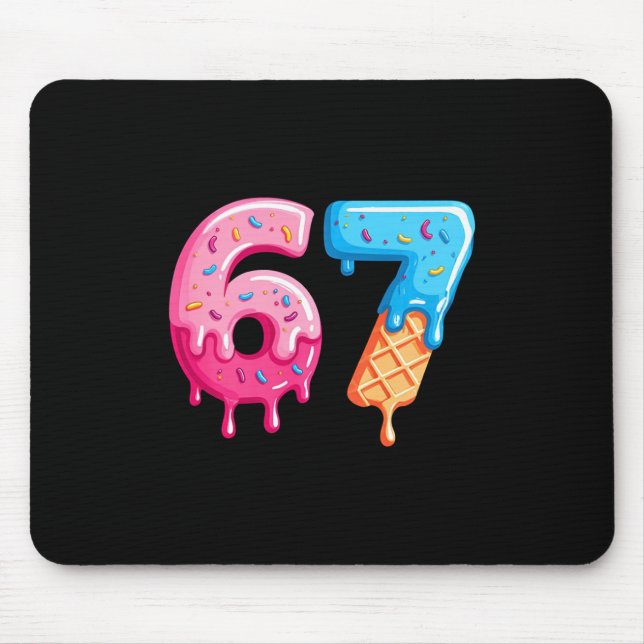 Sechs Sieben Eiscreme-Tropfen Cool Meme 67 Lustige Mousepad (Vorne)