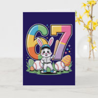 Sechs Sieben Hase Baseball Ostern Karte