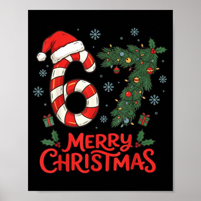 Sechs Sieben Lustig 6 7 Meme Weihnachten  Poster (Vorne)