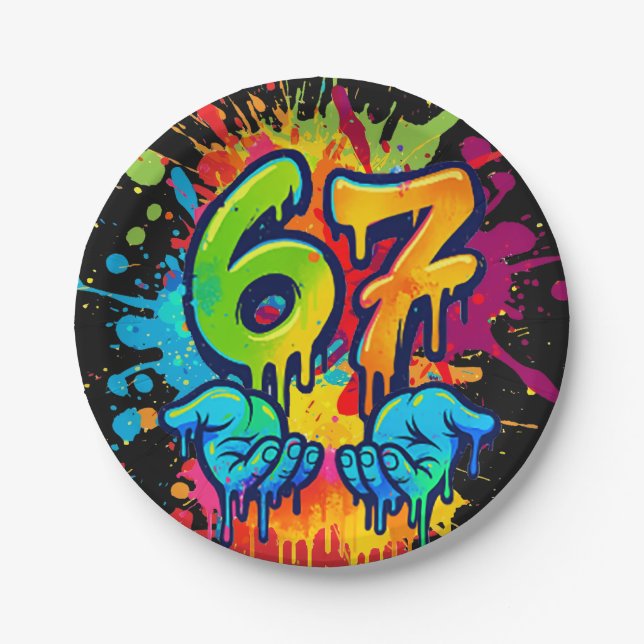 Sechs Sieben Mädchen Geburtstag Papier Teller (Vorderseite)