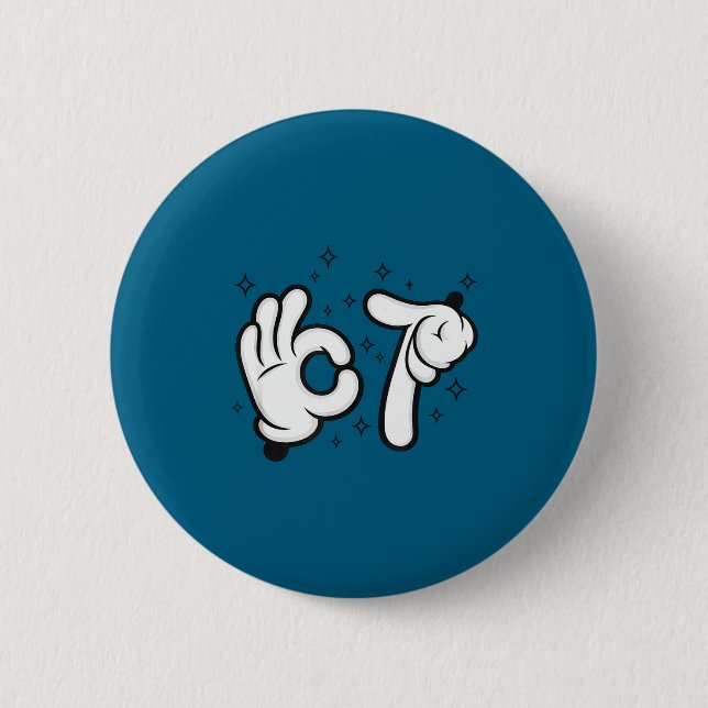 Sechs sieben Maus Kinder 67 Jungen Jugend 6-7 Meme Button (Vorderseite)