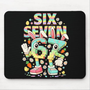 Sechs sieben Meme 67 Gehirnfäule lustiger Osterhas Mousepad