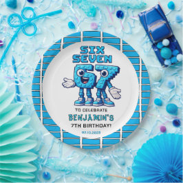 Sechs Sieben Meme 7. Geburtstag | Lustig Trendy Pappteller