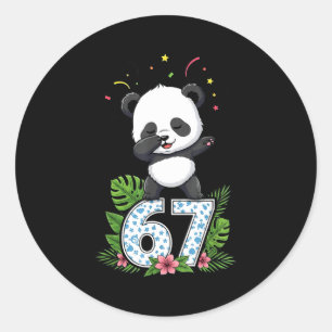 Sechs Sieben Meme Dabbing Baby Panda 67 Lustig Gen Runder Aufkleber