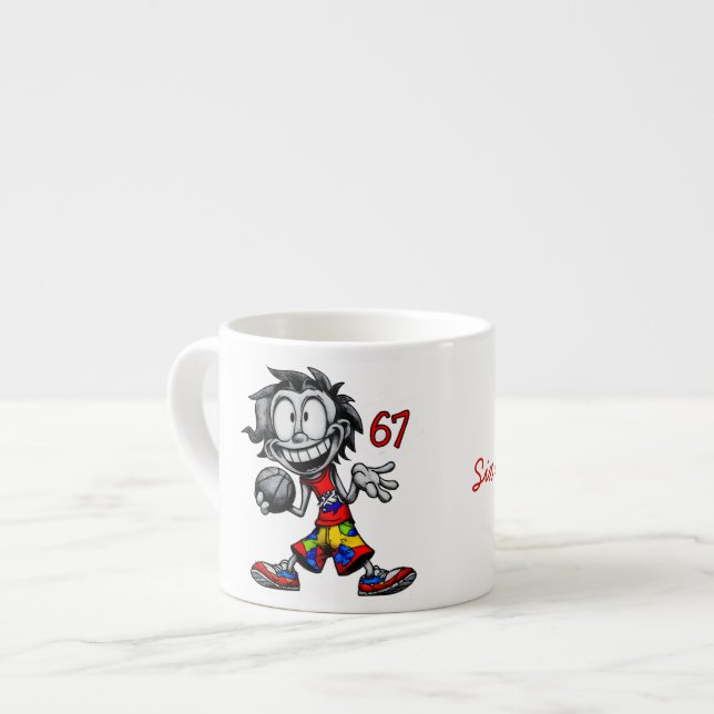 Sechs sieben! Meme Espressotasse (Vorderseite Links)