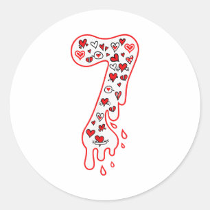 Sechs Sieben Meme Nummer 7 Paare passend Valentins Runder Aufkleber